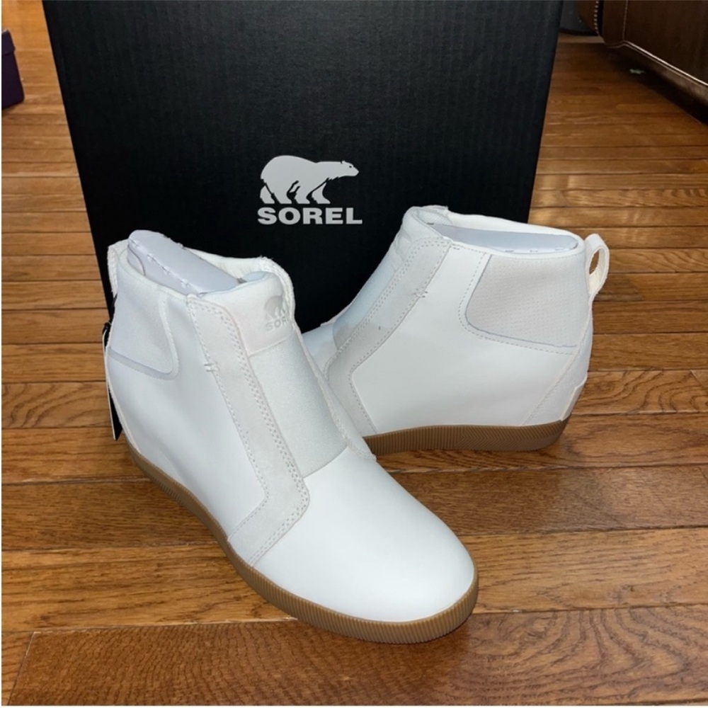 Sorel Out & About Pull On Wedge Booties Sea Salt White & Gum 2 Women’s Size 8.5 - Picture 4 of 13